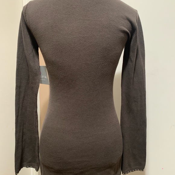 ATHLETA WOMEN'S BROWN LONG SLEEVE CROCHET TOP XXS - Picture 2 of 9